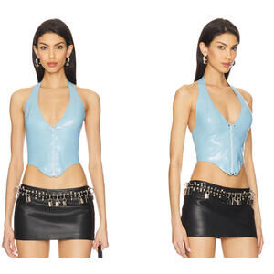 Miaou Mara Corset Top Cami Latex Baby Blue size M NWT $325 msrp